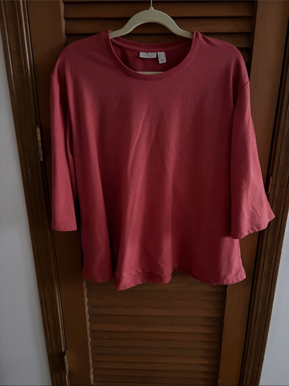 LOGO by Lori Goldstein Berry Red Long-Sleeve Round Neck Top